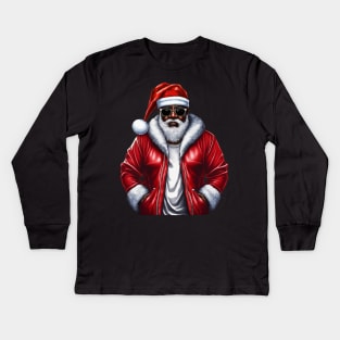 Cool Black Santa Kids Long Sleeve T-Shirt